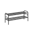 2-Tier Metal Shoe Rack – Ink Black – Height-Adjustable – 4 Hooks