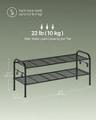 2-Tier Metal Shoe Rack – Ink Black – Height-Adjustable – 4 Hooks