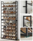 12-Tier Shoe Rack – Metal Mesh – Black – Stackable and Adjustable