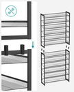 12-Tier Shoe Rack – Metal Mesh – Black – Stackable and Adjustable