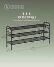 3-Tier Metal Shoe Rack – Ink Black – Height-Adjustable with 4 Side Hooks
