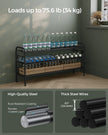 3-Tier Metal Shoe Rack – Ink Black – Height-Adjustable with 4 Hooks
