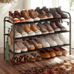 3-Tier Shoe Organizer – Fabric – Neutral Color – Adjustable Height with 4 Hooks, Holds up to 15 Pairs of Shoes
