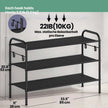 3-Tier Shoe Organizer – Fabric – Neutral Color – Adjustable Height with 4 Hooks, Holds up to 15 Pairs of Shoes