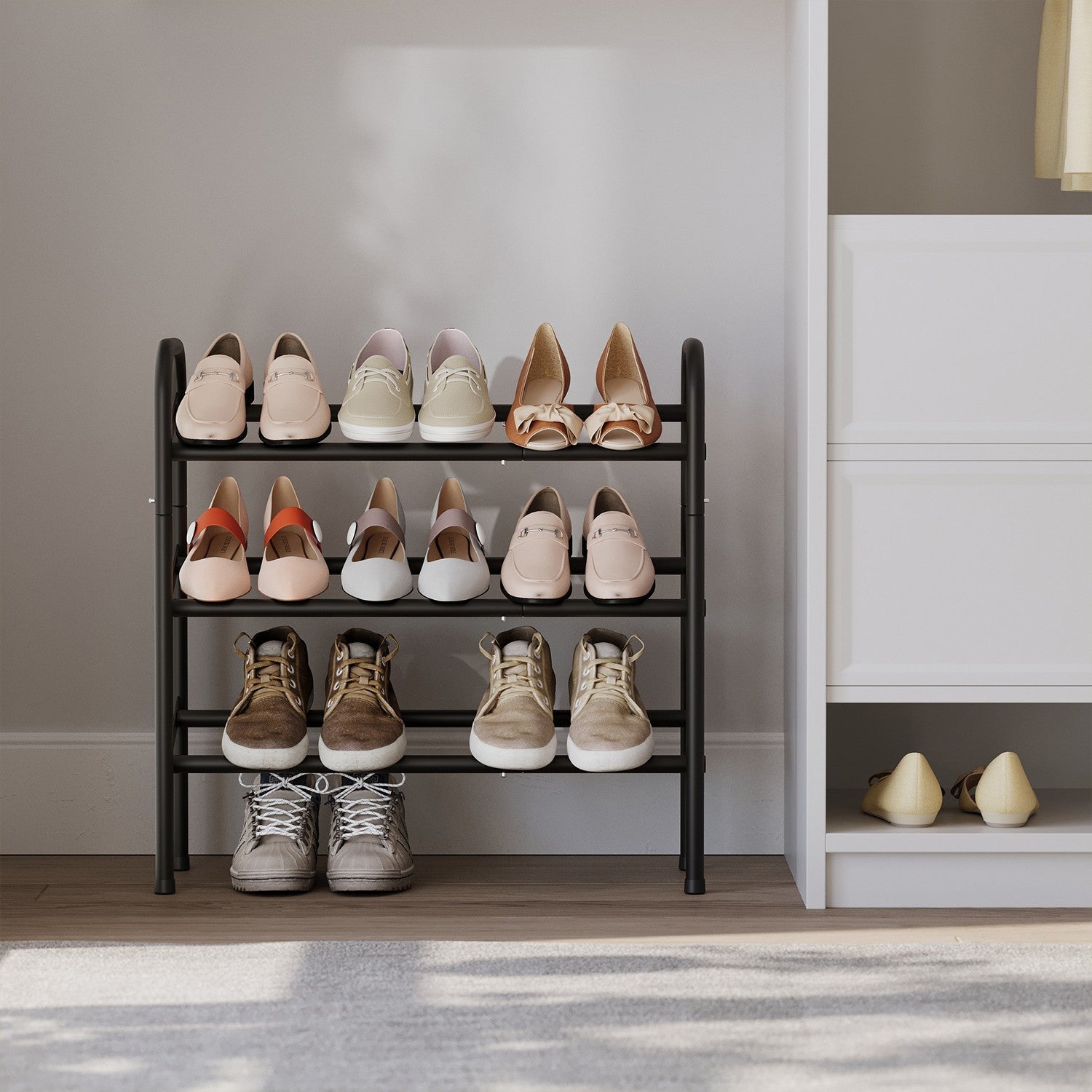 3-Tier Shoe Rack – Metal – Adjustable – Expandable Design