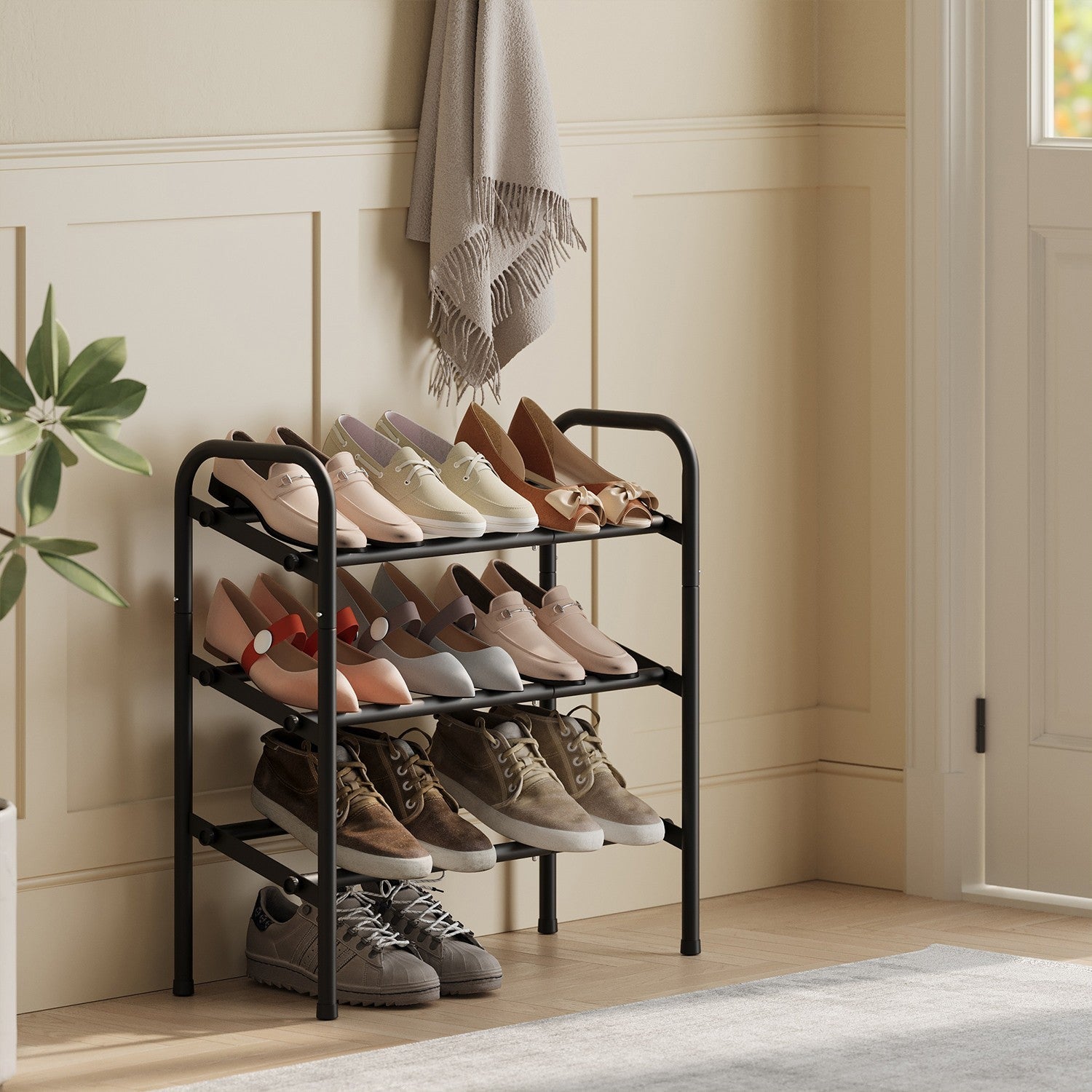 3-Tier Shoe Rack – Metal – Adjustable – Expandable Design
