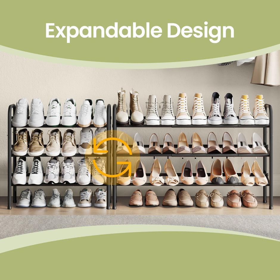 3-Tier Shoe Rack – Metal – Adjustable – Expandable Design