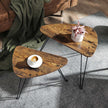 Nesting Side Tables – Wood and Metal – Rustic Brown and Black – Industrial Style