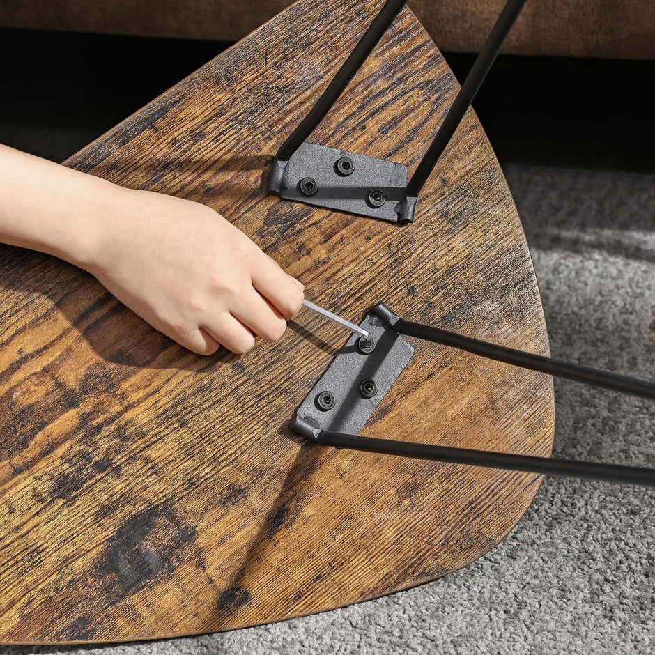 Nesting Side Tables – Wood and Metal – Rustic Brown and Black – Industrial Style