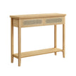 Console Table – Oak – Beige – 2 Drawers with Open Shelf, Rounded Corners, Boho Style