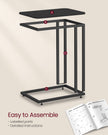 Side Table – Steel Frame – Greige and Black – Mobile Design with Easy Assembly