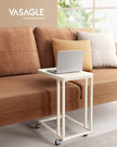 Side Table – Steel Frame – Greige and Black – Mobile Design with Easy Assembly