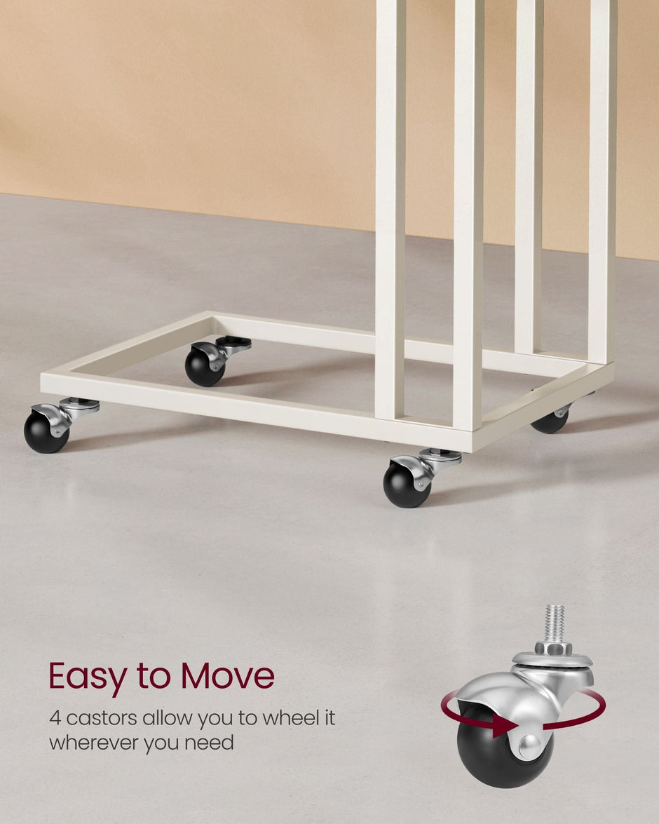 Side Table – Steel Frame – Greige and Black – Mobile Design with Easy Assembly