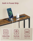 Slim Console Tables – Wood – Rustic Brown and Ink Black – Includes Charging Station and Hooks