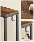 Slim Console Tables – Wood – Rustic Brown and Ink Black – Includes Charging Station and Hooks