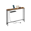 Slim Console Table – Wood – Rustic Brown and Ink Black – Charging Station and Easy Assembly