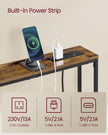 Slim Console Table – Wood – Rustic Brown and Ink Black – Charging Station and Easy Assembly