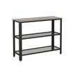 Industrial Console Table – Steel – Greige – Narrow Design with 2 Mesh Shelves
