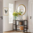 Industrial Console Table – Steel – Greige – Narrow Design with 2 Mesh Shelves