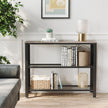 Industrial Console Table – Steel – Greige – Narrow Design with 2 Mesh Shelves