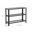 Industrial Console Table – Steel – Greige – Narrow Design with 2 Mesh Shelves