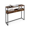 Console Table – Wood – Rustic Brown and Ink Black – 2-Tier Design with Semi-Open Compartments