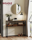 Console Table – Wood – Rustic Brown and Ink Black – 2-Tier Design with Semi-Open Compartments