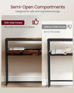 Console Table – Wood – Rustic Brown and Ink Black – 2-Tier Design with Semi-Open Compartments