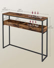 Console Table – Wood – Rustic Brown and Ink Black – 2-Tier Design with Semi-Open Compartments