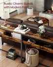 Console Table – Wood – Rustic Brown and Ink Black – 2-Tier Design with Semi-Open Compartments