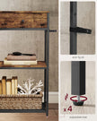Console Table – Wood and Fabric – Rustic Brown and Ink Black – 2 Fabric Drawers, 3-Tier Design