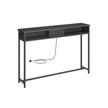 Slim Console Table – Wood – Charcoal Grey and Ink Black – Space-Saving with Charging Station