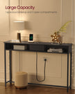 Slim Console Table – Wood – Charcoal Grey and Ink Black – Space-Saving with Charging Station