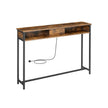 Slim Console Table – Wood – Rustic Brown and Ink Black – Space-Saving with Charging Station