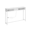 Slim Console Table – Engineered Wood – Snow White – Space-Saving Design with Charging Station and Two Compartments