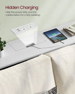 Slim Console Table – Engineered Wood – Snow White – Space-Saving Design with Charging Station and Two Compartments