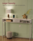 Slim Console Table – Engineered Wood – Snow White – Space-Saving Design with Charging Station and Two Compartments
