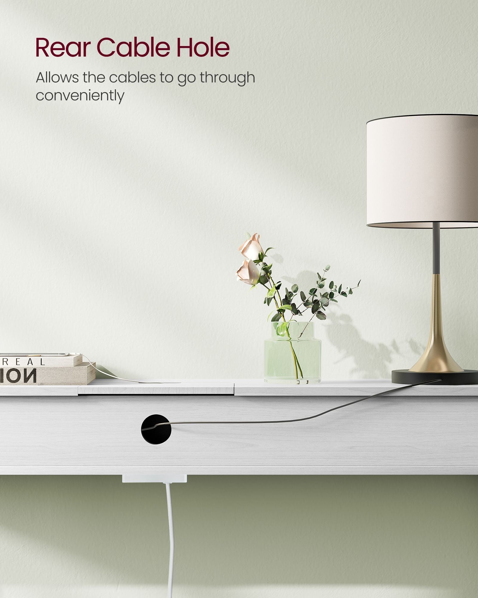Slim Console Table – Engineered Wood – Snow White – Space-Saving Design with Charging Station and Two Compartments