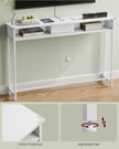 Slim Console Table – Engineered Wood – Snow White – Space-Saving Design with Charging Station and Two Compartments