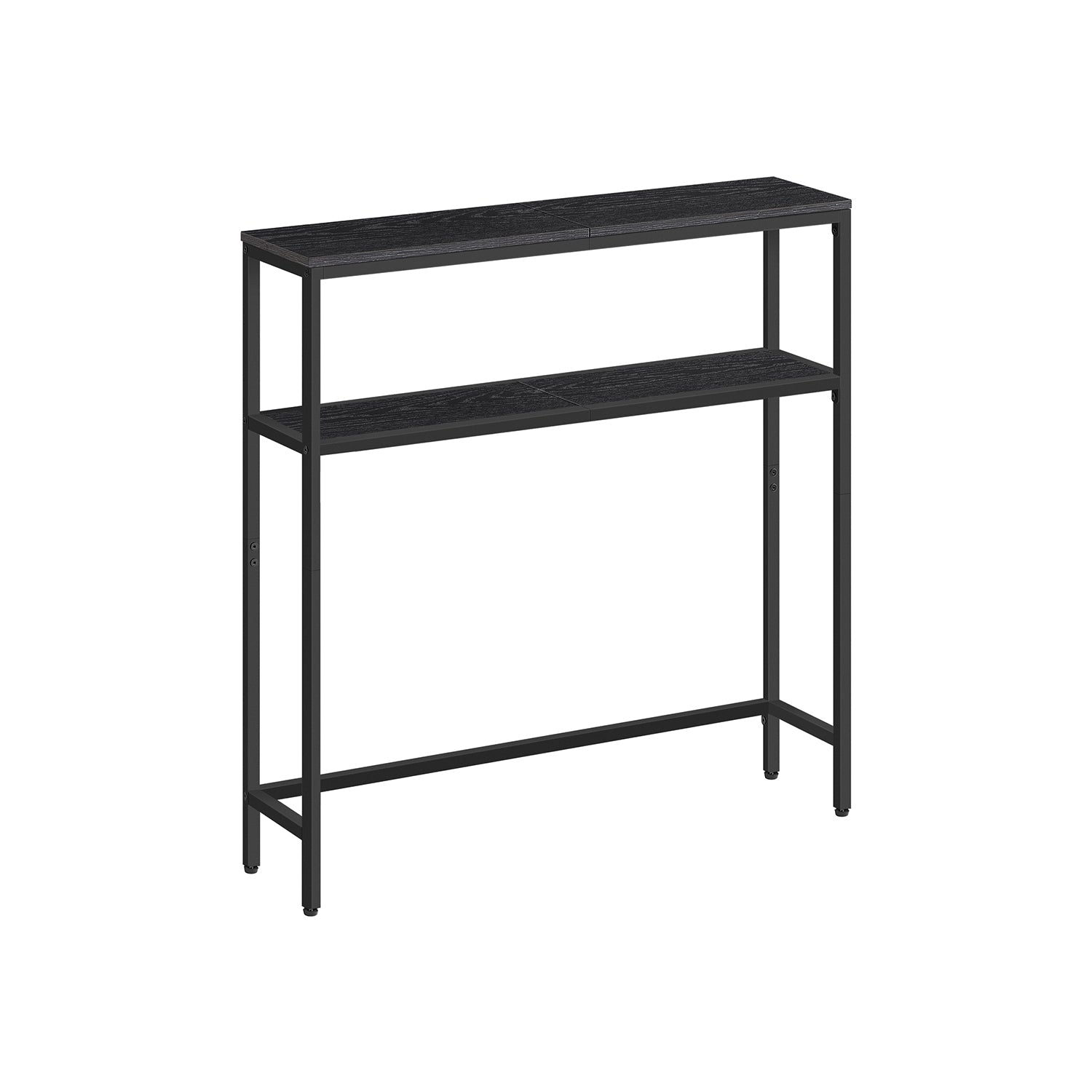 2-Tier Slim Console Table – Engineered Wood – Charcoal Grey & Ink Black – 2 Shelves for Hallway