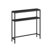 2-Tier Slim Console Table – Engineered Wood – Charcoal Grey & Ink Black – 2 Shelves for Hallway