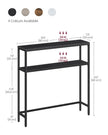 2-Tier Slim Console Table – Engineered Wood – Charcoal Grey & Ink Black – 2 Shelves for Hallway