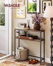 2-Tier Console Table – Wood – Rustic Brown and Ink Black – Slim Design with Shelves
