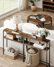 2-Tier Console Table – Wood – Rustic Brown and Ink Black – Slim Design with Shelves