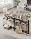 2-Tier Slim Console Table – MDF – Heather Greige and Ink Black – Hallway Table with 2 Shelves