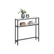 Console Table – Marble – White and Ink Black – 2-Tier Design with Shelves