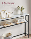 Console Table – Marble – White and Ink Black – 2-Tier Design with Shelves