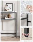 Console Table – Marble – White and Ink Black – 2-Tier Design with Shelves