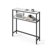 2-Tier Console Table – Marble and Metal – White and Black – Slim Design for Hallway