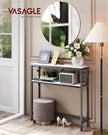 2-Tier Console Table – Marble and Metal – White and Black – Slim Design for Hallway